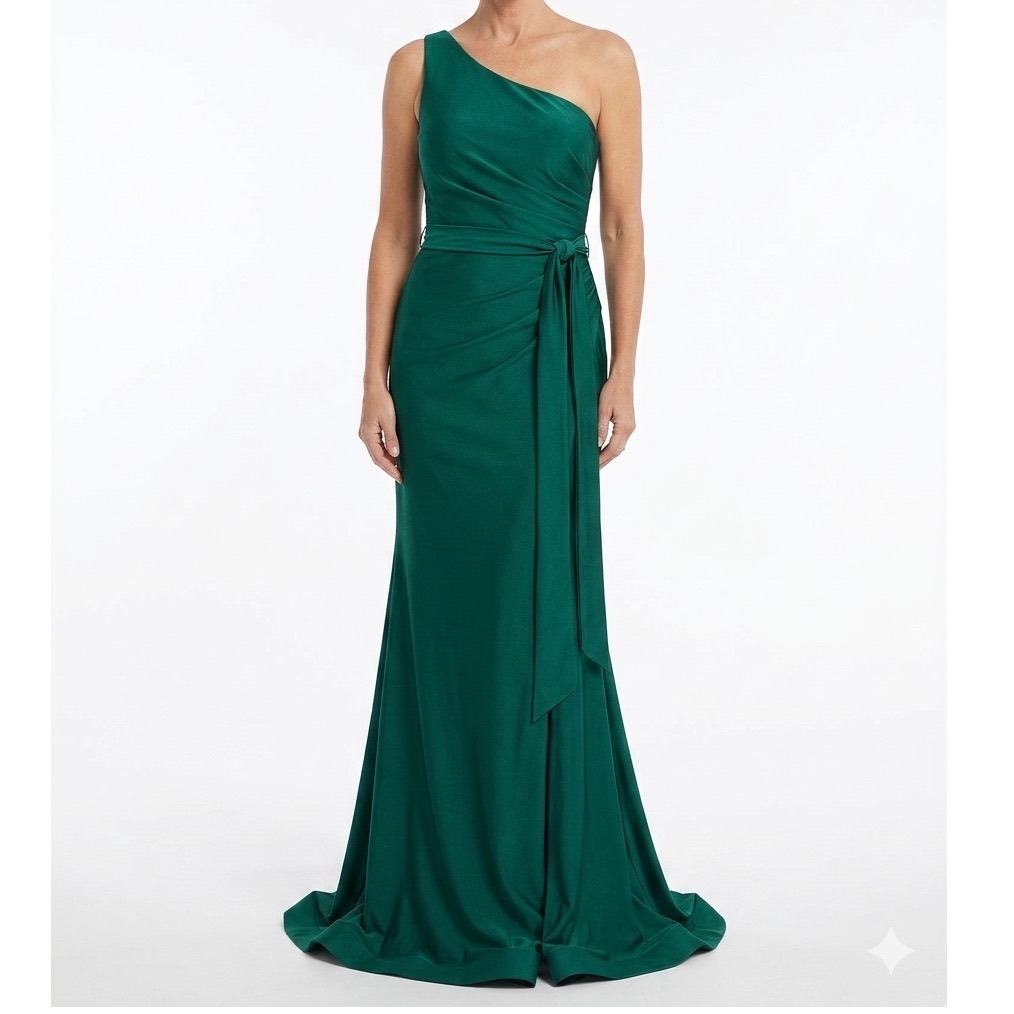 Cinderella Divine Nwt Emerald Green One-Shoulder Gown Size M Formal Maxi